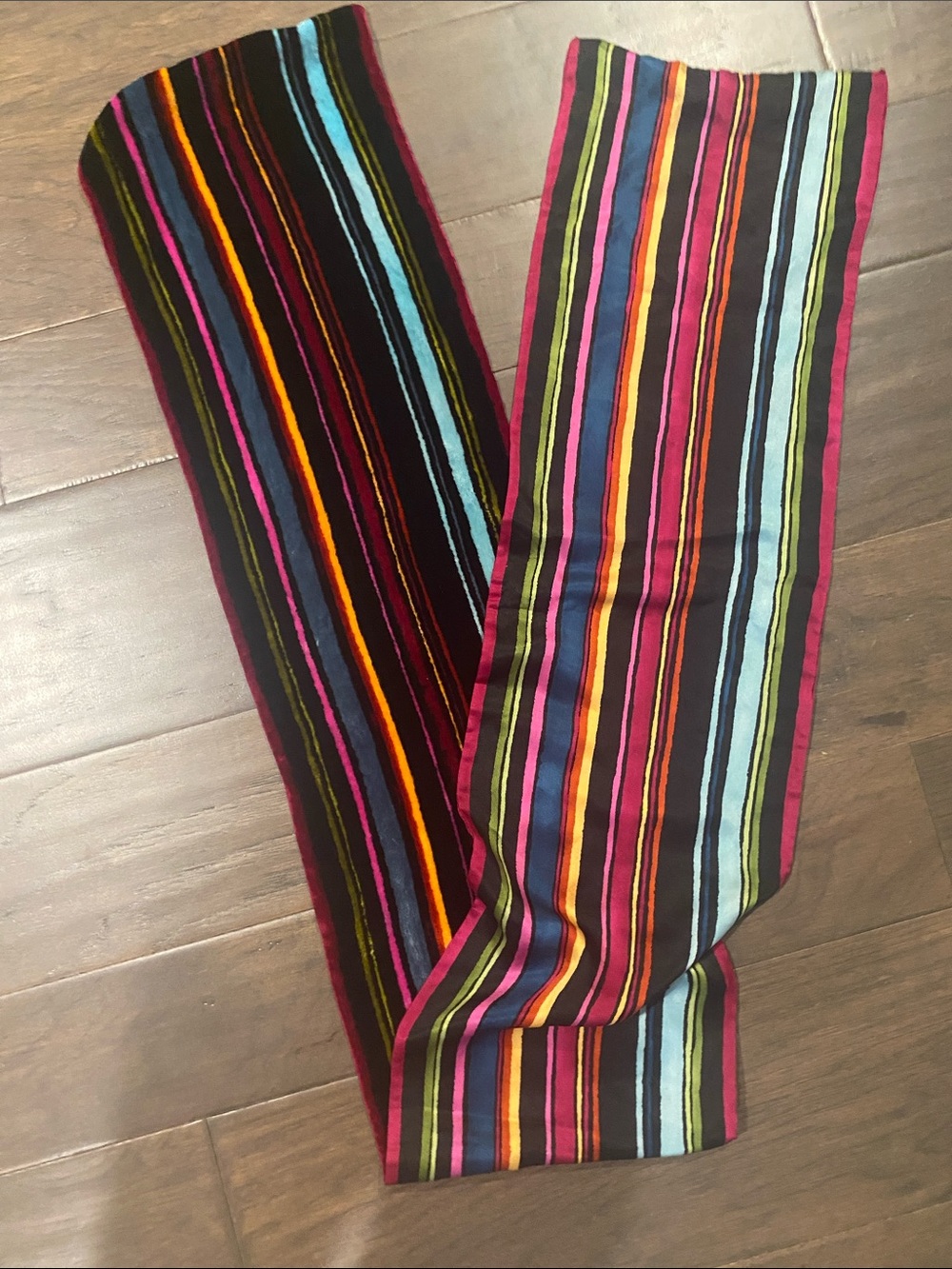 Talbots Multicolor Striped Women's Scarf - Black Base with Bright Stripes